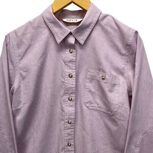 Orvis Button Down Shirt Womens Medium Pink Long Sleeve Chambray Wicking